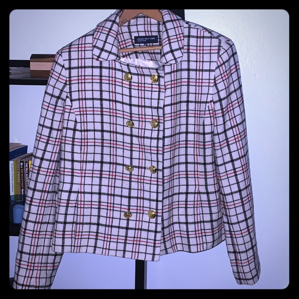 Plaid wool crop jacket